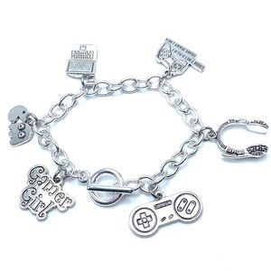 Gamer Bracelet Video Game Charms Toggle Clasp